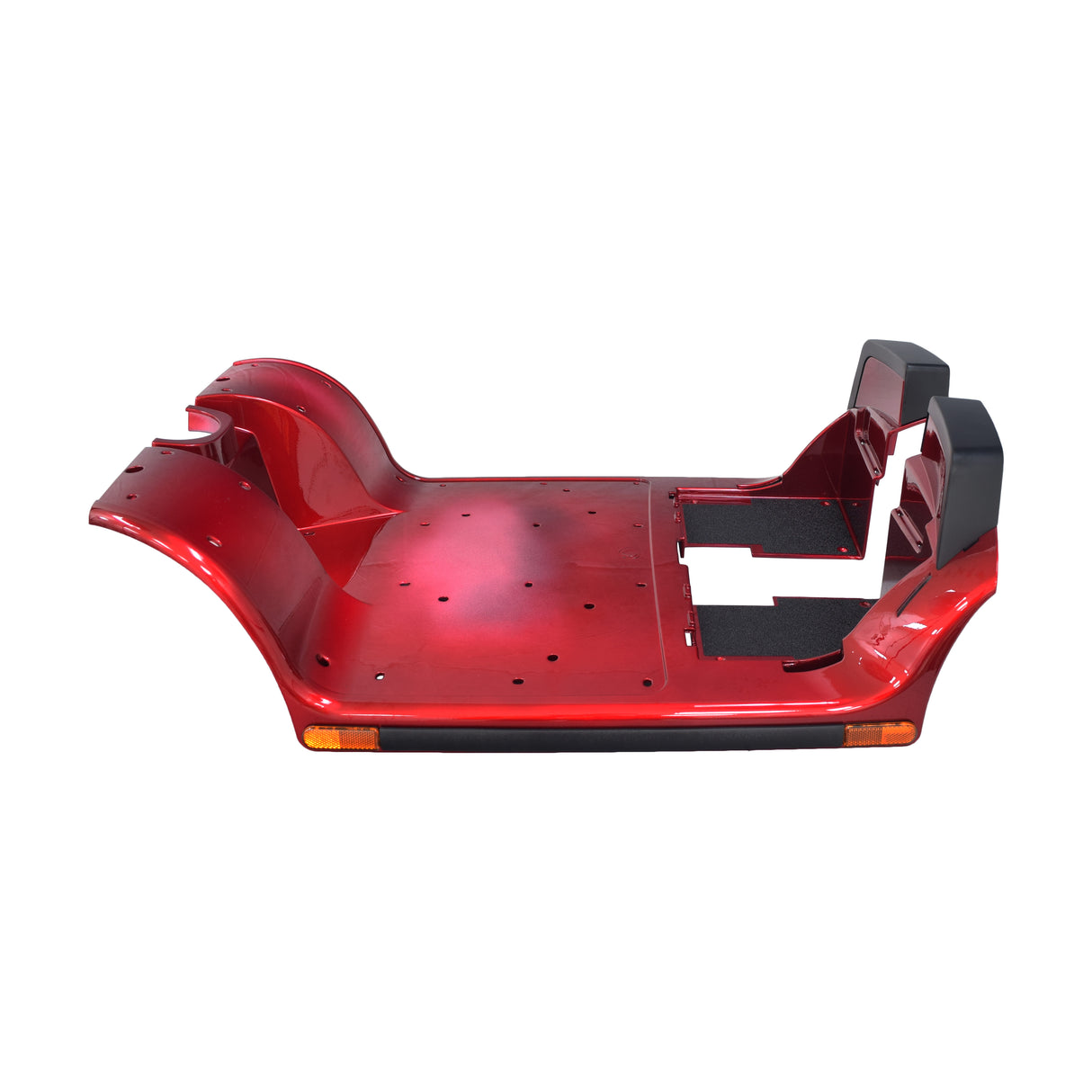 Red Front Shroud Assembly for the 4-Wheel Pride Victory 10 (SC710) featuring a robust red and black metal frame, complete with a rubber floor mat, trim, reflectors, and hardware.