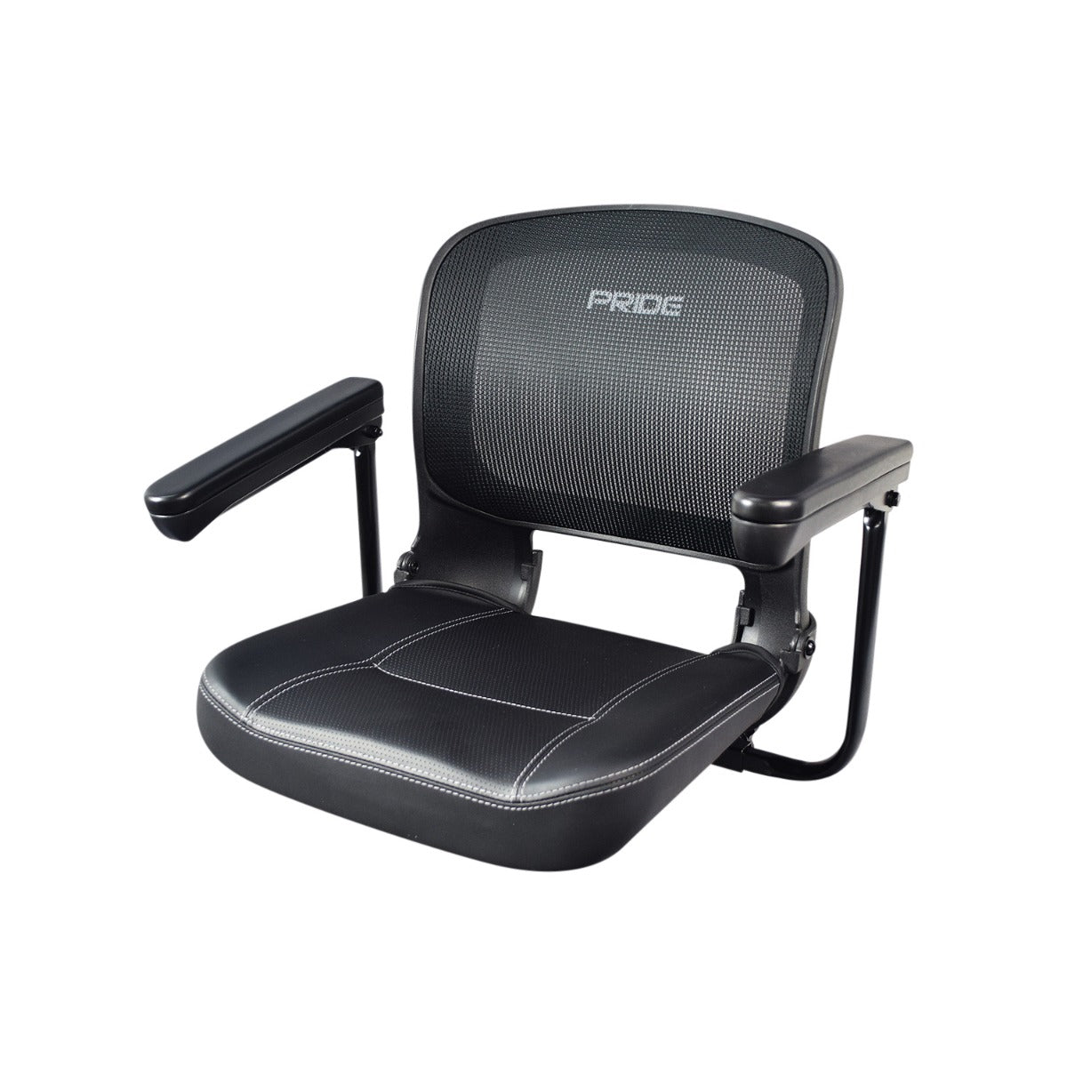 17x17 Mesh-Back Seat Assembly for the Go-Go Ultra X (S39/S49) featuring a breathable mesh back, black vinyl seat base, and armrests.