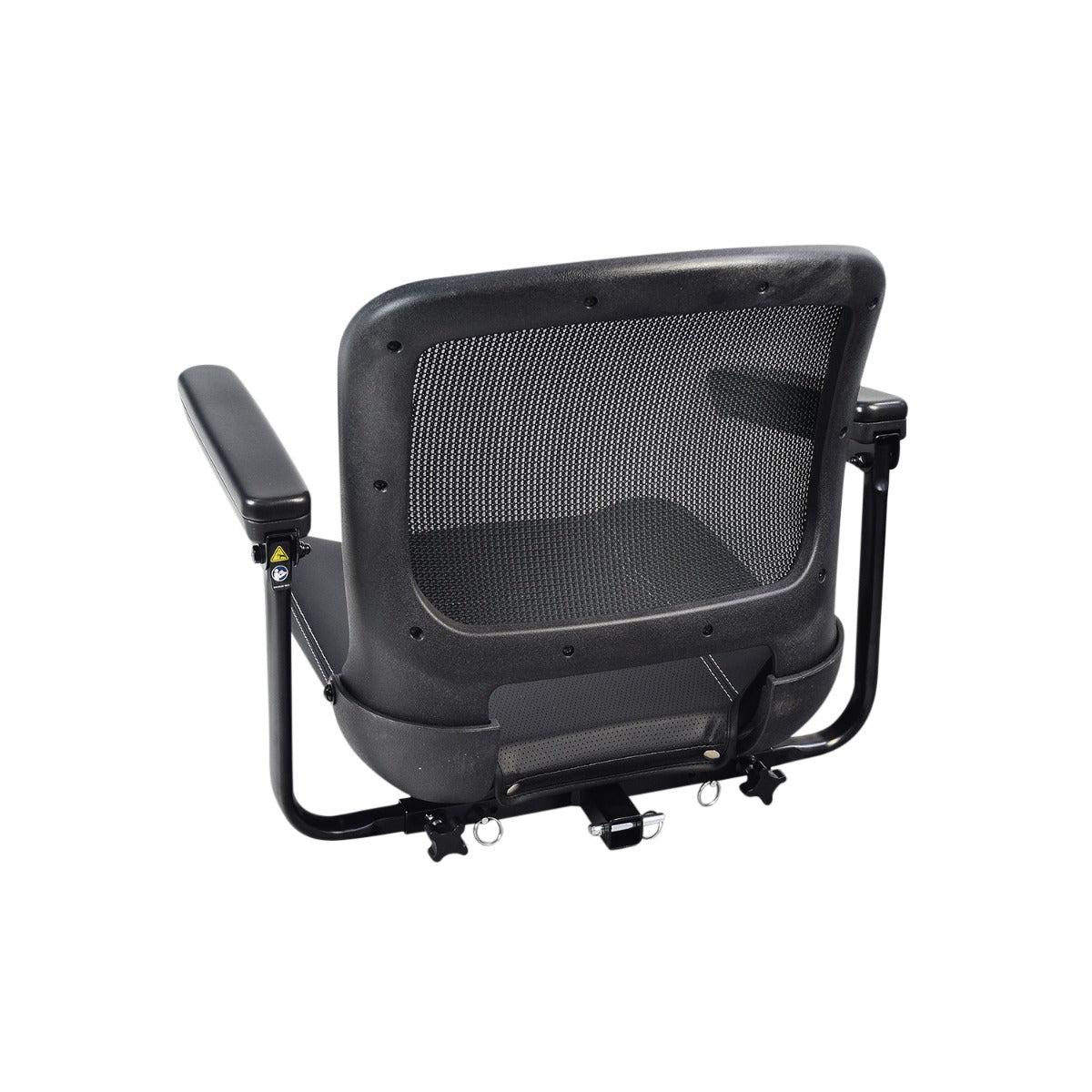 17x17 Mesh-Back Seat Assembly for the Go-Go Ultra X (S39/S49) featuring a breathable black mesh back, easy-to-clean vinyl seat base, and armrests, complete with seat plate and seat base.