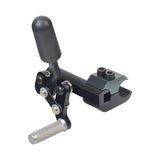 Pull-to-Lock Brake Assembly for the Pride Stylus & Stylus LS Manual Wheelchair, featuring a black rubber lever knob, mounting blocks, and screws.