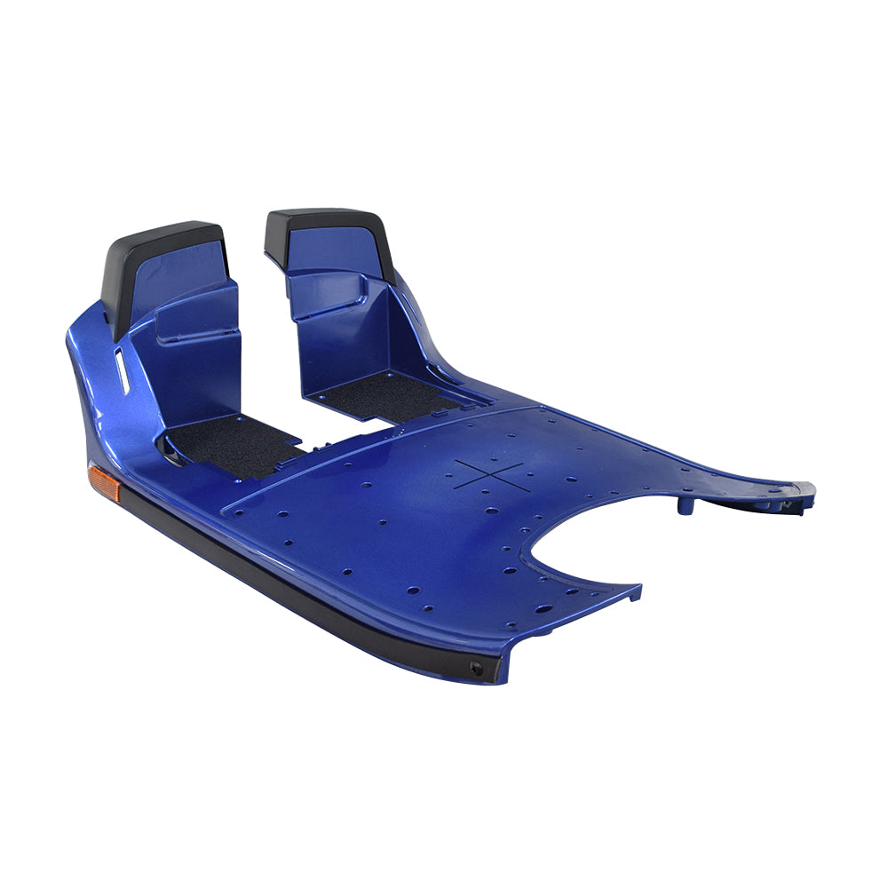 Blue Front Shroud for the 3 Wheel Pride Victory 10 (SC610), featuring a sleek plastic design with sturdy black handles, essential for maintaining your scooter or power chair's functionality.