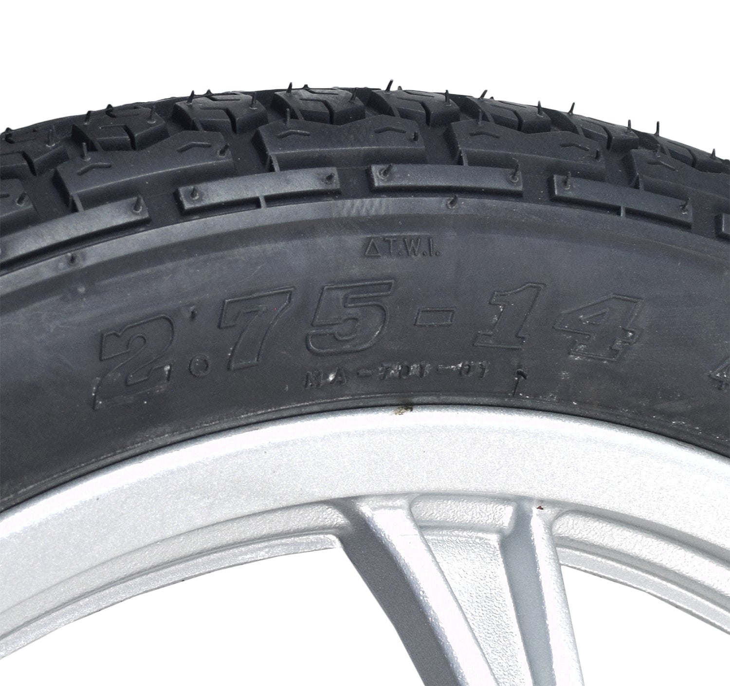 Close-up of the Rear Wheel Assembly for the Pride Sport Rider, featuring detailed tire tread and pre-assembled rim designed for easy installation, ensuring optimal performance and balance for your mobility scooter.