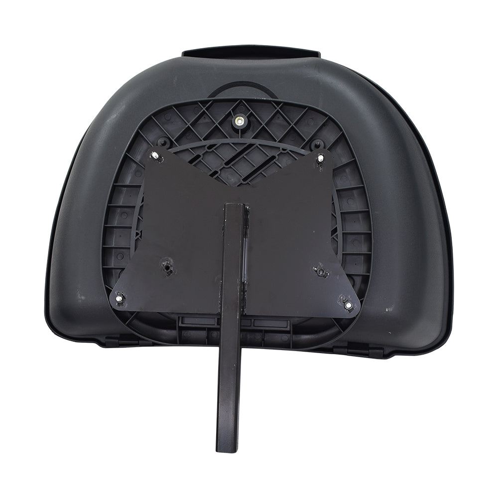 Optional Rear Storage Pod for the Pride Sport Rider, showcasing a sleek black plastic design with a sturdy handle, ideal for storing essentials like a battery charger or gloves, attaches neatly to the motorcycle's rear.