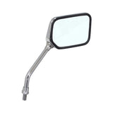 Right Side Mirror for the Pride Sport Rider, featuring a black rim, black handle, and black frame, shown in a close-up view highlighting its sleek design and ready-to-install chrome pipe.