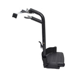 Swing-Away Legrest Assembly for the Pride Stylus & Stylus LS Wheelchair, featuring a black metal stand with a handle, foot pedal with strap, and a black bag with a strap.