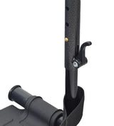 Swing-Away Legrest Assembly for the Pride Stylus & Stylus LS Wheelchair, featuring a black metal pole with an attached strap, designed for comfortable lower leg support in a natural hanging position.