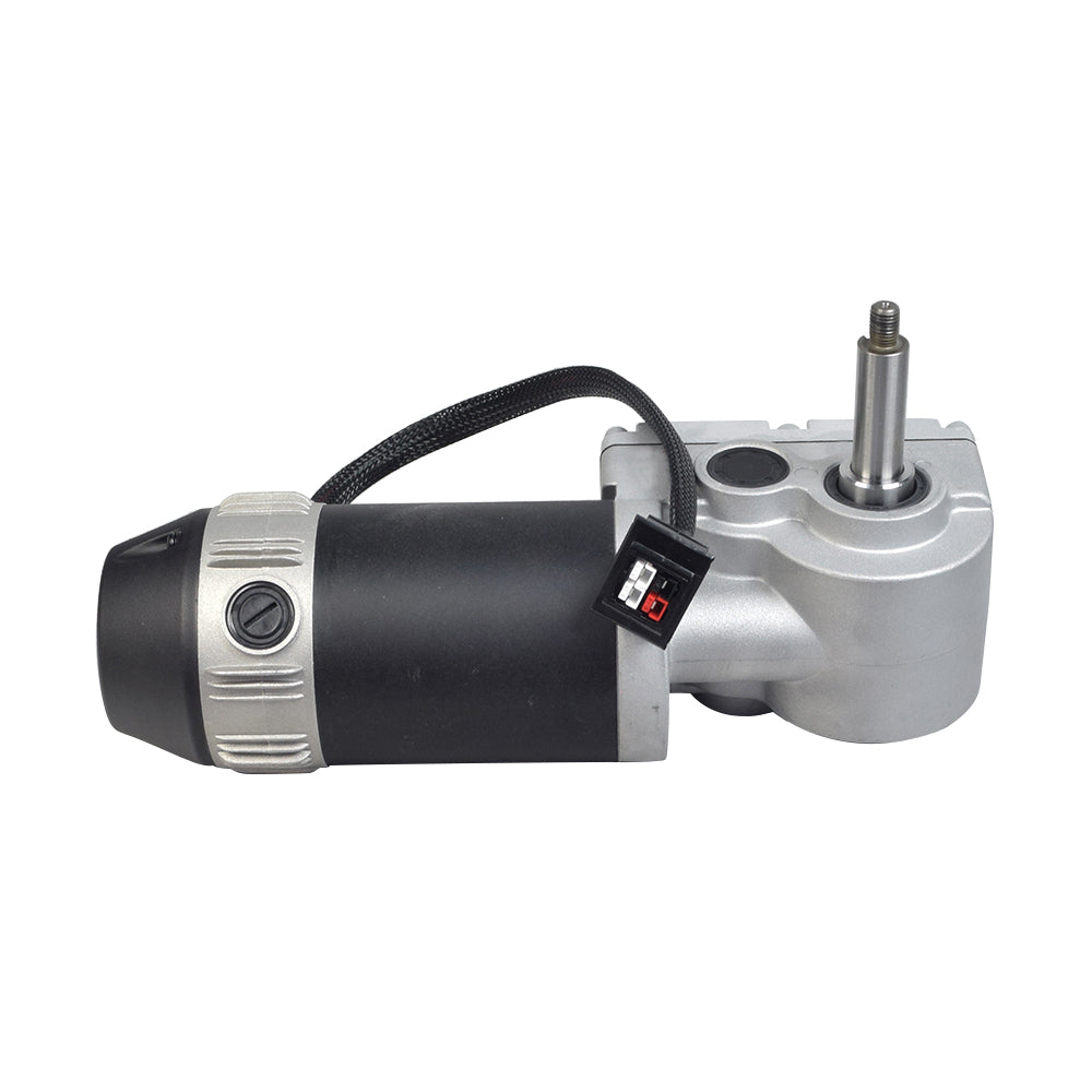 Right Side Motor for the Jazzy 600ES, featuring a black and silver design with a black cord, a red and white button, and a cylindrical metal component.