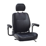 18x18 Black Vinyl Hi-Back Seat Assembly for the Pride Victory 10 (SC610/SC710) & Pursuit (SC713) Scooters featuring armrests, headrest, and black vinyl upholstery.