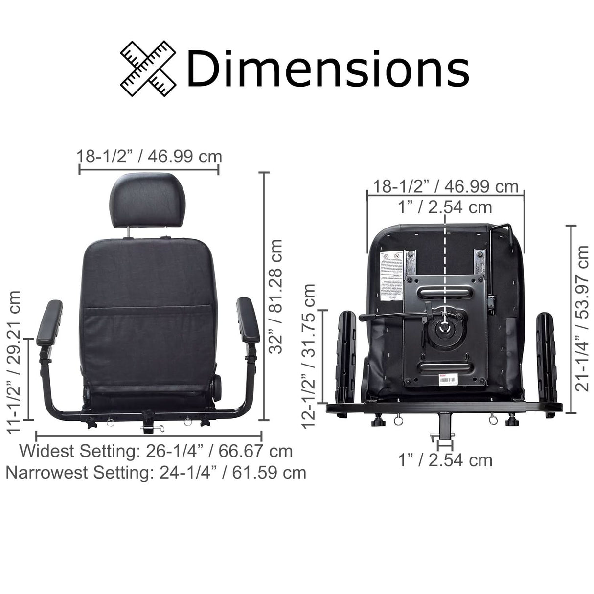 18"x18" Black Vinyl Hi-Back Seat Assembly for the Pride Victory 10 (SC610/SC710) & Pursuit (SC713) Scooters (Blemished)
