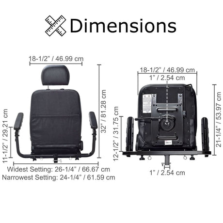 18"x18" Black Vinyl Hi-Back Seat Assembly for the Pride Victory 10 (SC610/SC710) & Pursuit (SC713) Scooters (Blemished)