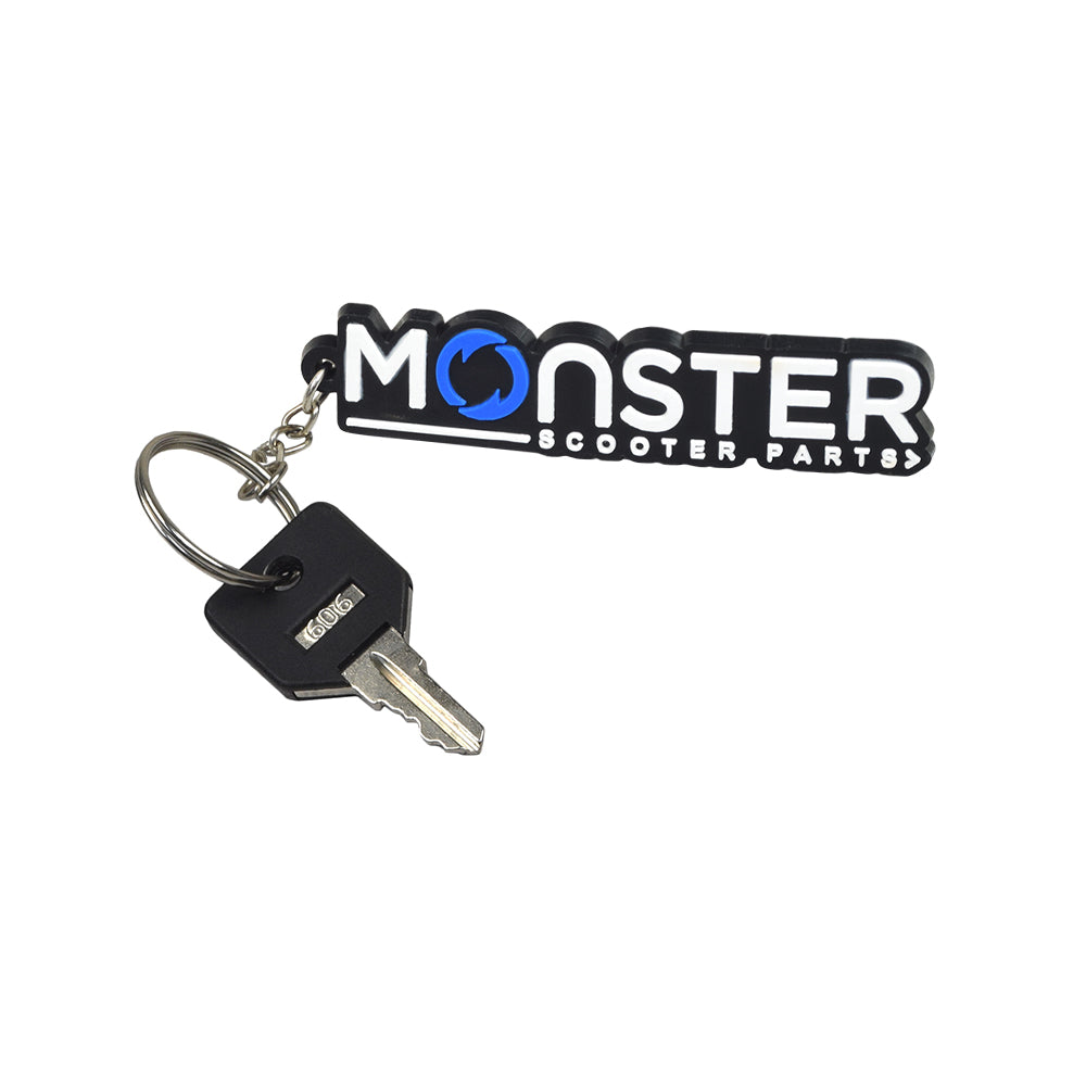 Key for the Go-Go Folding Scooter (S19), shown as a key on a keyring. Ideal for replacing lost keys, it features a simple design ready for immediate use.