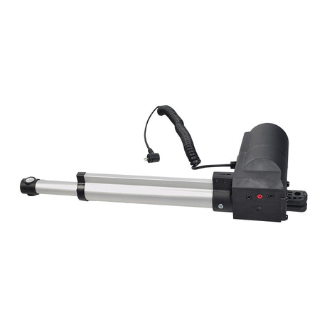 Back Section Lift Motor for the Mega Motion LC-100X Lift Chair (DRVMOTR1478) featuring a sleek black and silver electric cylinder with a coiled cord and plug, designed for chair tilt function.