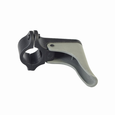 Tiller Adjustment Lever Assembly for Pride Celebrity XL Heavy Duty (SC4450DX), Pursuit (SC713), & Pursuit XL (SC714) mobility scooters, featuring a black and grey plastic construction, designed for precise control and easy replacement.