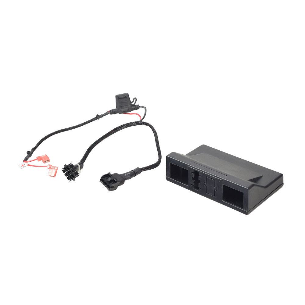 VSI Electronics Pod Assembly with Charger Harness for the Jet 3 Ultra & Jet 10 Ultra, featuring a black electronic device with visible wires and components, including a plug and fuse.