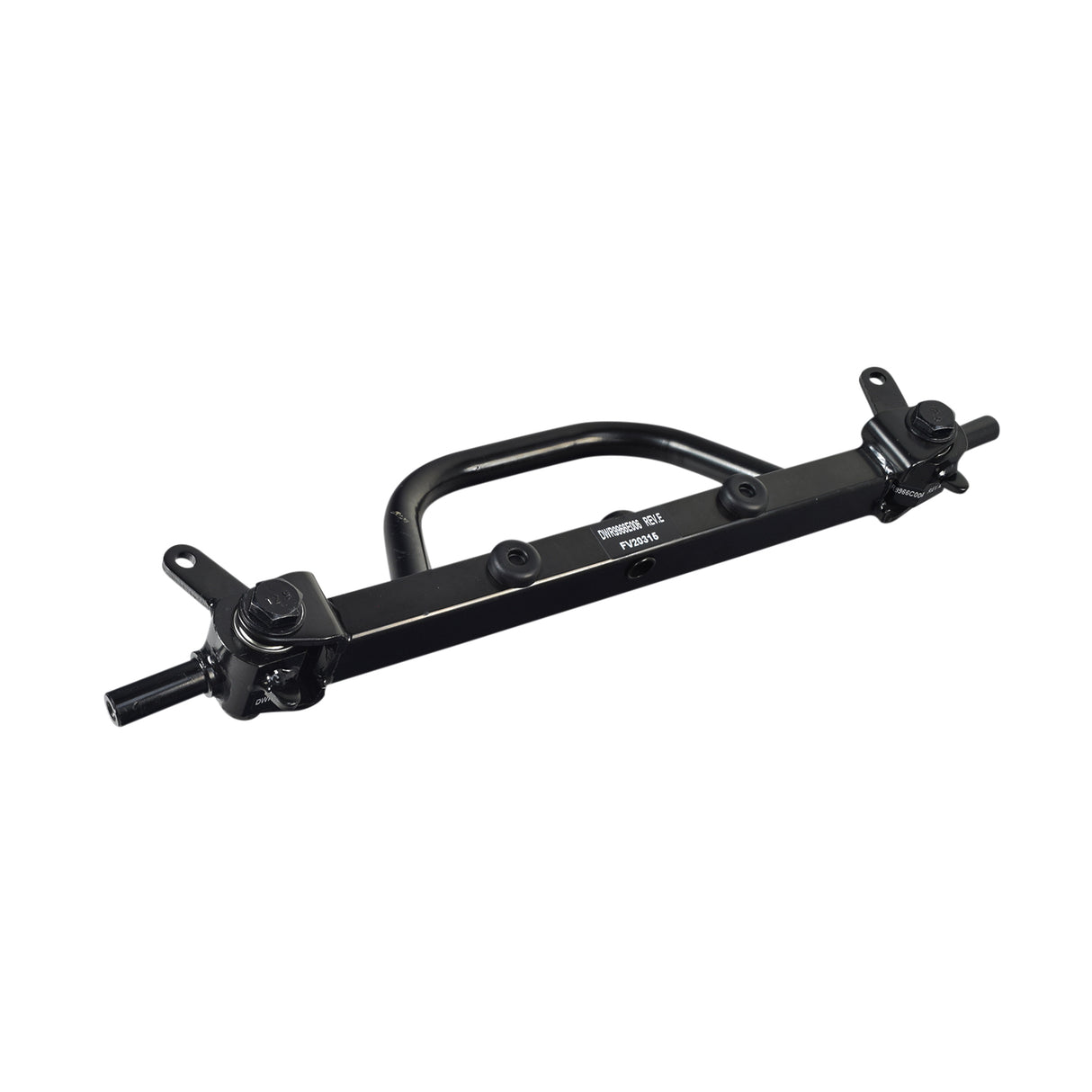 Front Axle Assembly for the Pride Victory 10 (SC610/SC710), featuring a black metal structure with a handle, holes, and a nut, designed for scooter and power chair maintenance.