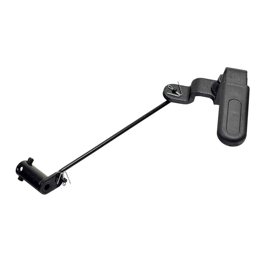 Right Side Freewheel Lever for Jazzy 600, 600 XL, & Quantum Q600 power chairs, featuring a long black metal handle with a black clip for brake release.