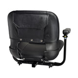 18 Black Vinyl Molded Seat Assembly for Pride Mobility Scooters, featuring a black seat with armrests, black vinyl covers, and additional padding for increased comfort.