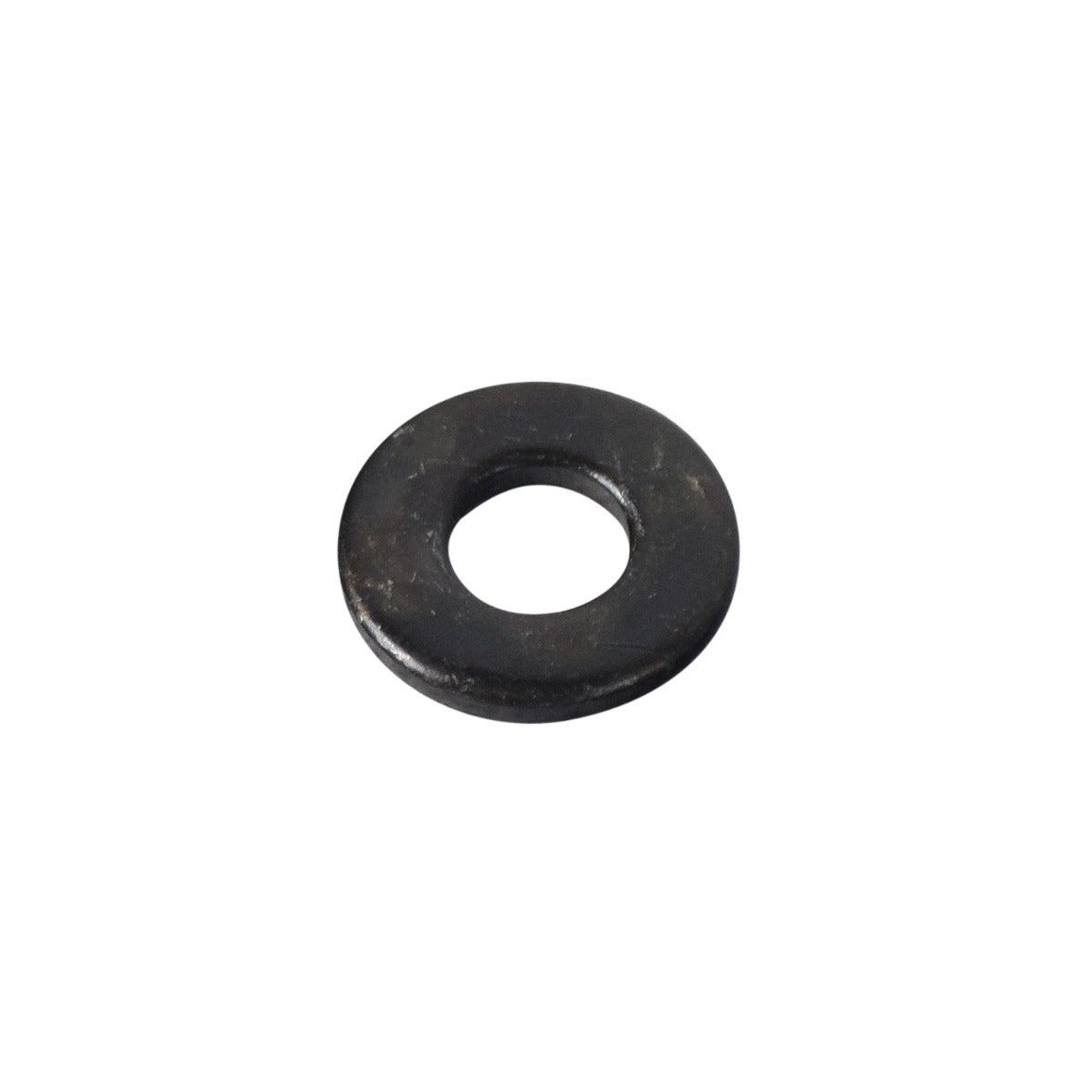 6.4mm IDx18mm ODx1.6mm Thick Steel Flat Black Washer for Front Caster Wheel of Jazzy 600, featuring a central hole, circular shape, and smooth black finish.