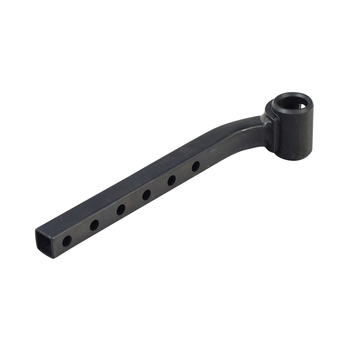 Left Swing Away Legrest Hanger for the Quantum Q6 Edge, featuring a black metal bar with multiple holes for attachment, essential for maintaining scooter or power chair functionality.