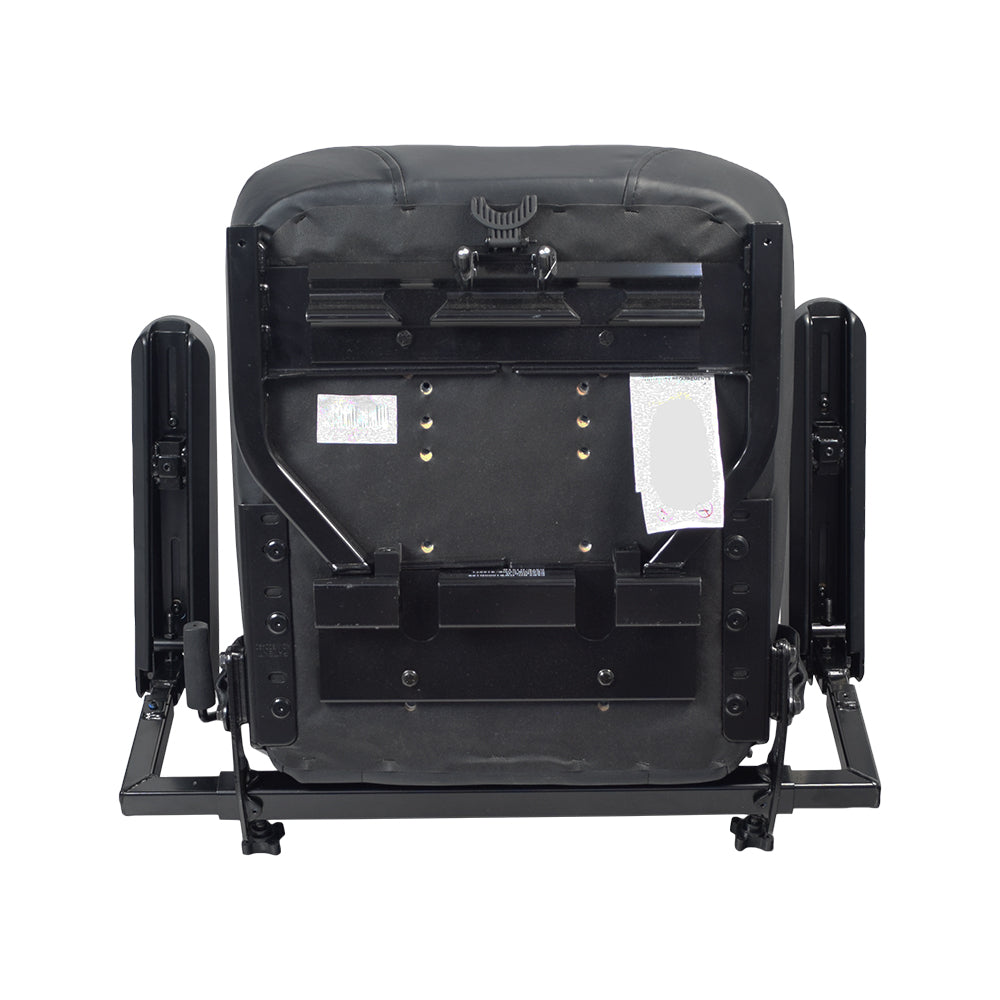 18x18 High Back Black Vinyl Limited Recline Seat Assembly for the Jazzy 1100, featuring a sleek black backrest with visible mounting holes.