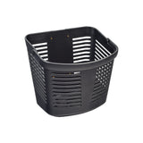 Front Basket with Hardware for the Pride Pursuit XL (SC714), Wrangler (MV600), & Baja Wrangler 2 (BA400) Scooters, featuring a black, vented design with multiple holes for durability and ventilation.