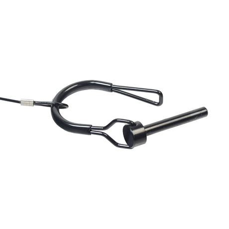 Front and Rear Horizontal Trapeze Crossbar for Jazzy, Jet, & Quantum Power Chairs, featuring a black metal rod with attached wires, ensuring secure seat attachment with included safety pins.