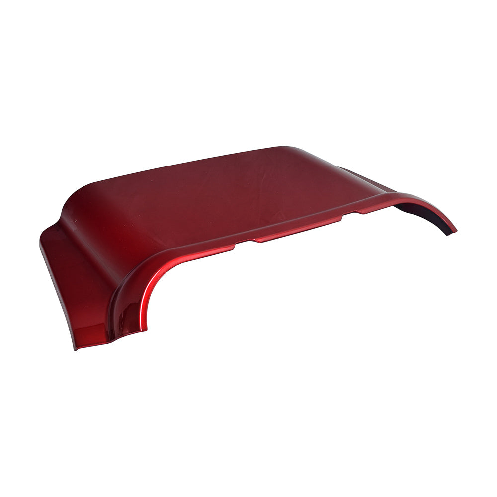 Candy Apple Red Rear Shroud Assembly for the Pride Pursuit XL (SC714), shown as a sleek red metal component essential for scooter maintenance, against a plain white background.