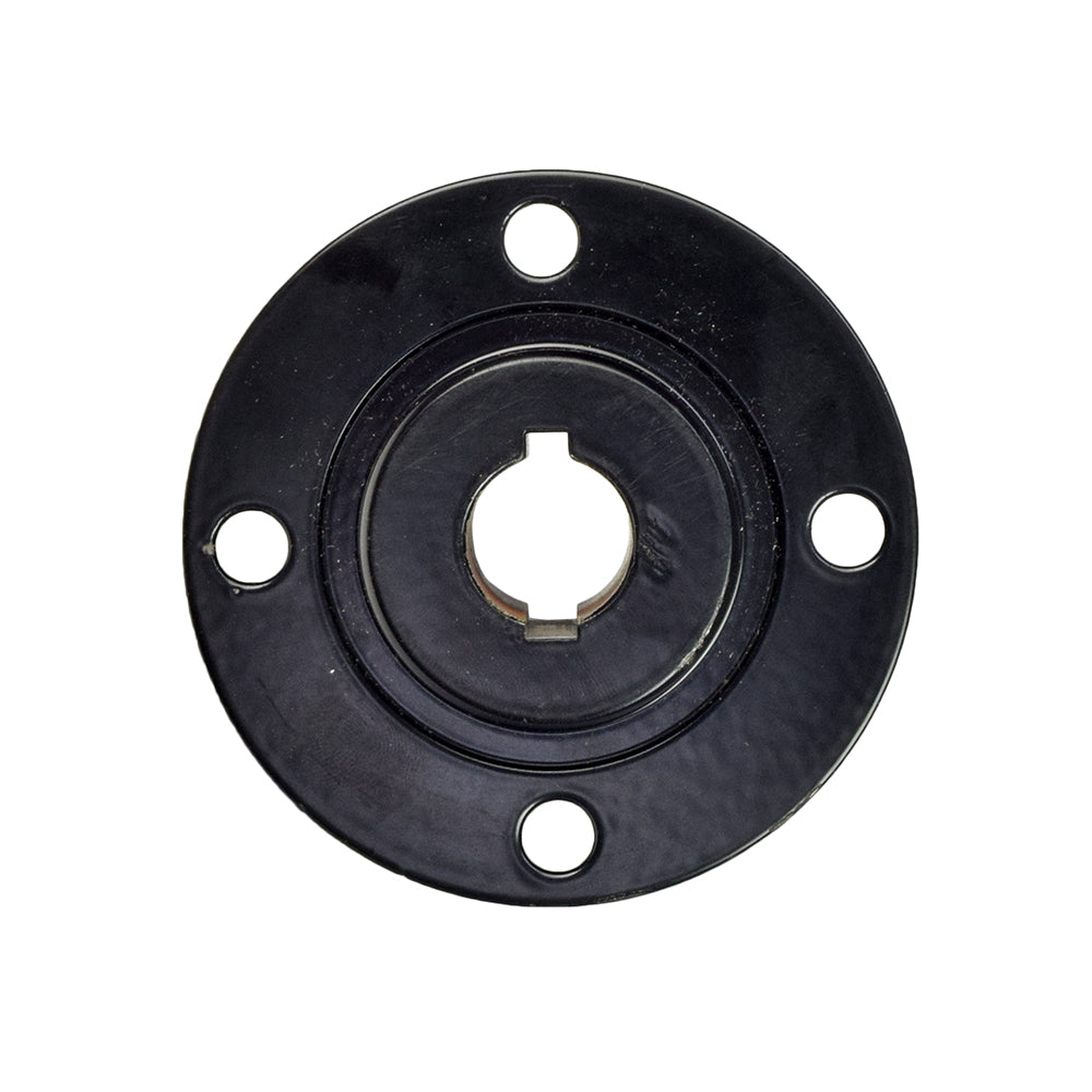 Drive Wheel Hub for the Jazzy 1650 & Quantum Q1650, a heavy-duty black circular steel object with holes and a 19 mm bore featuring double keyways for a secure axle grip.