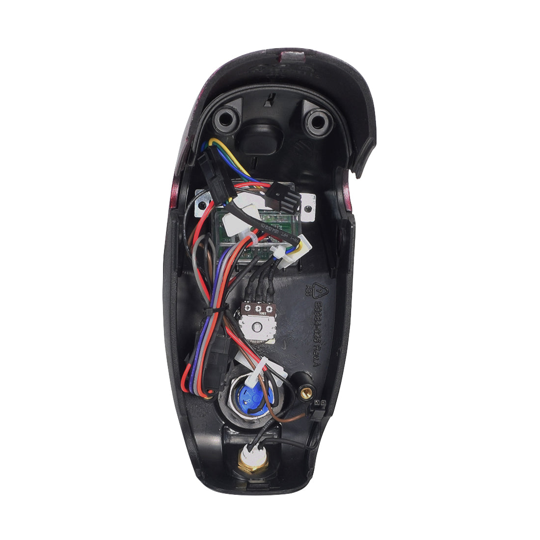 Top Console for Go-Go LX with CTS Suspension (S50LX/S54LX) & Go-Go Sport (S73/S74) Electric Scooters, featuring a black wired computer mouse, speed potentiometer, speed knob, key cylinder, and button.