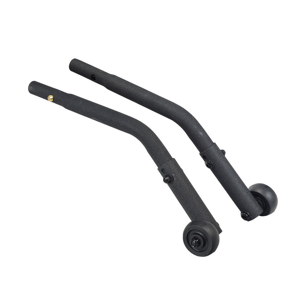 Anti-Tip Assembly (Pair) for the Pride Stylus & Stylus LS Manual Wheelchair, featuring two black metal arm bars designed to enhance stability and prevent tipping.