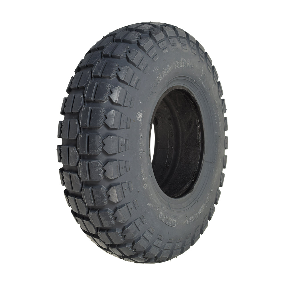 14x4 Flat-Free Tire with C166 Knobby Tread for the Jazzy 1450 & Quantum Q1450, featuring a robust design with a black rim and a durable, puncture-resistant surface.