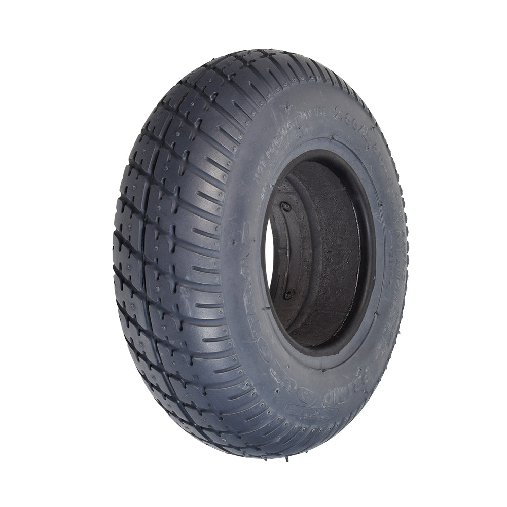 9x3 Flat-Free Caster Tire for the Jazzy 1450 & Quantum Q1450, featuring a hole in the center and C-9210F Aqua Tread design for superior traction and water dispersal.