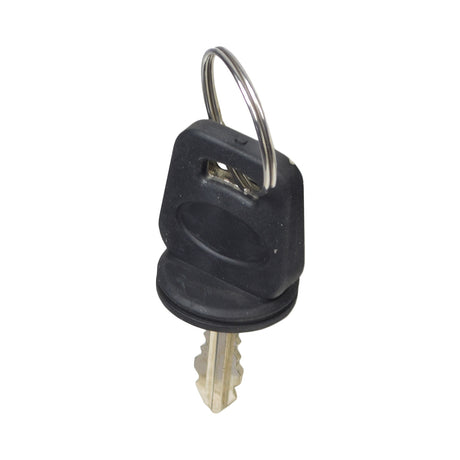 Key for the Pride Sport Rider, featuring a close-up of a key with a black plastic ring, designed as a genuine replacement for the Pride Mobility Sport Rider scooter.