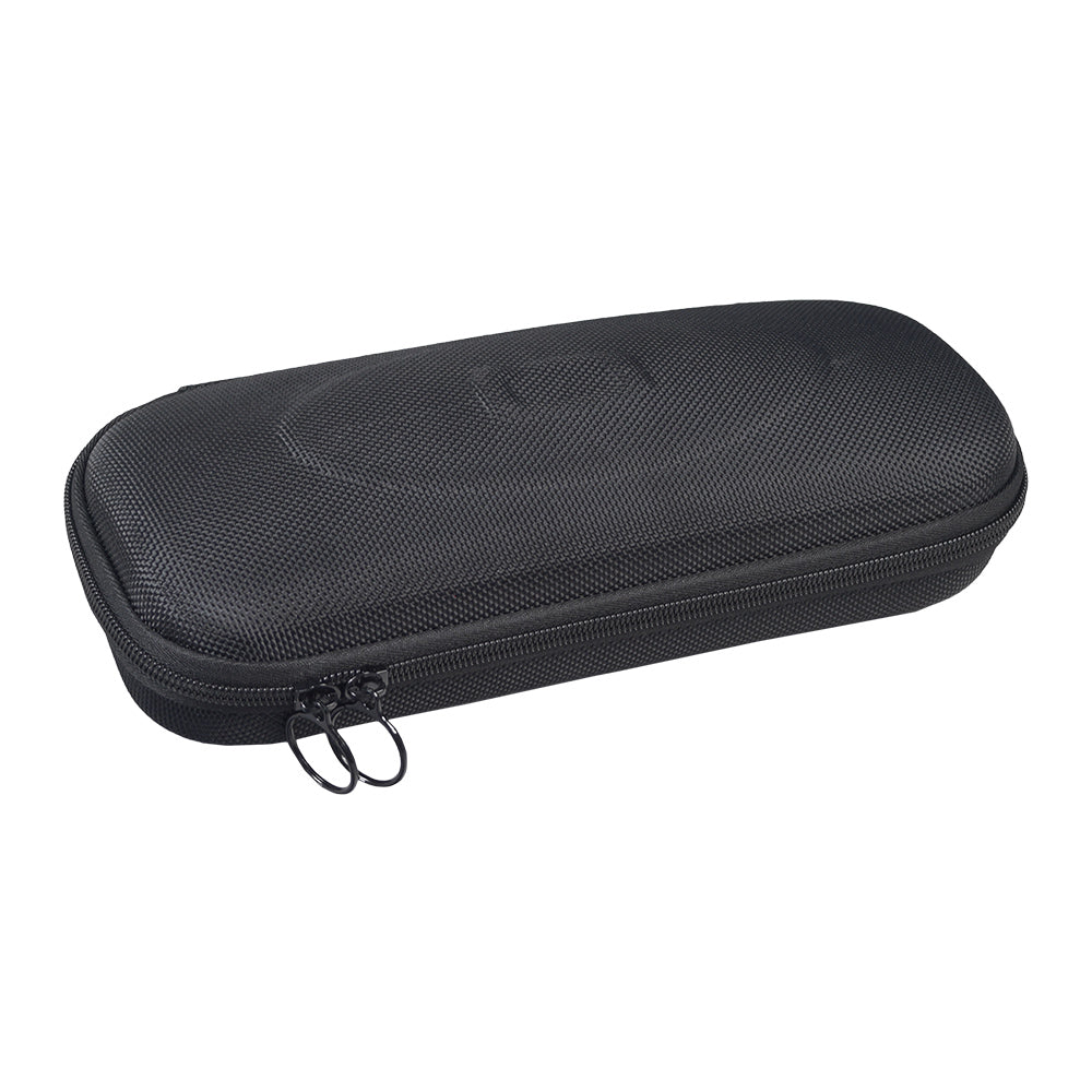 Glove Box for Tru-Balance 3 Seats on Quantum Power Chairs, featuring a black, zippered case designed to mount on any T-slot channel of the armrest, side rails, or accessory bar.