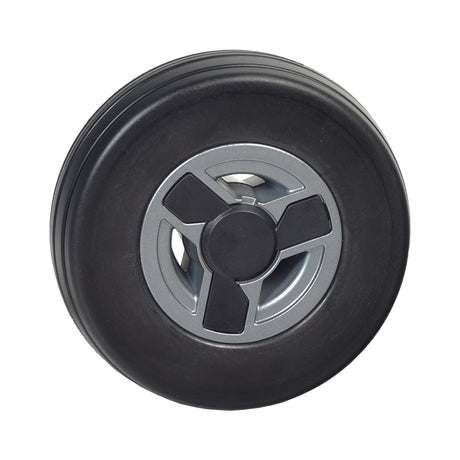 6 Black Caster Wheel Assembly for the Go-Go Go Chair (2016 & Newer), featuring a flat-free black solid tire on a gray Tri-spoke rim with a caster cap.