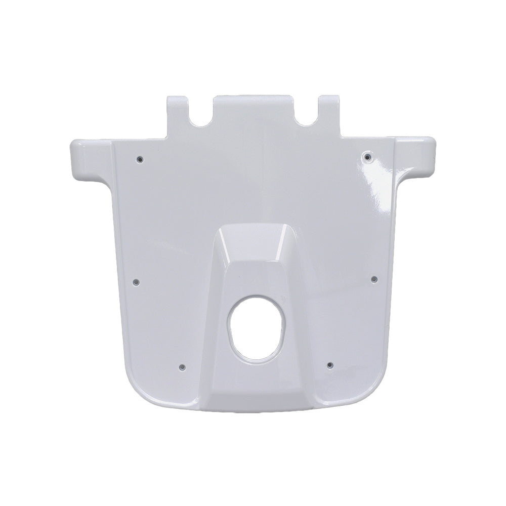 Upper Plastic Assembly for the Go-Go Folding Scooter (S19), featuring a white front deck section with a central hole for tiller mounting, compatible with both lithium and standard battery versions.