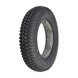 14x3 Flat-Free Black Tire with C-248 Powertrax Tread for the Quantum Q6 Edge 2.0 & Q6 Edge 2.0 X, featuring a robust knobby pattern and metal rim.