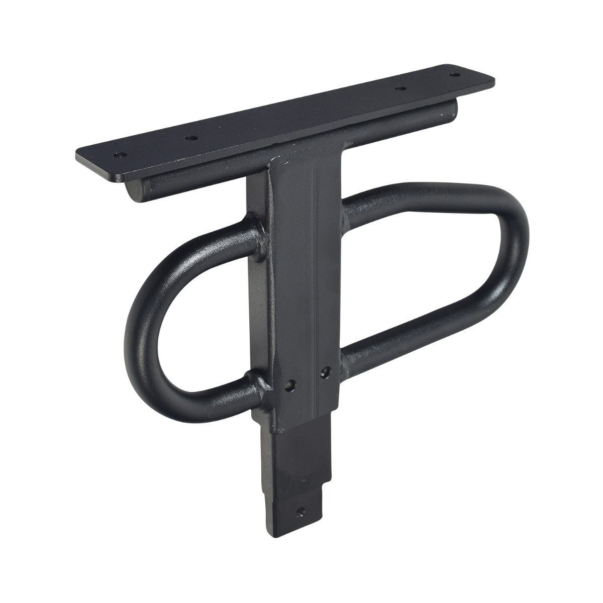 Left Height Adjustable Armrest Assembly for Jazzy & Quantum 1650 Power Chairs, featuring a black metal object with a curved handle, designed for height adjustment without the molded arm pads.