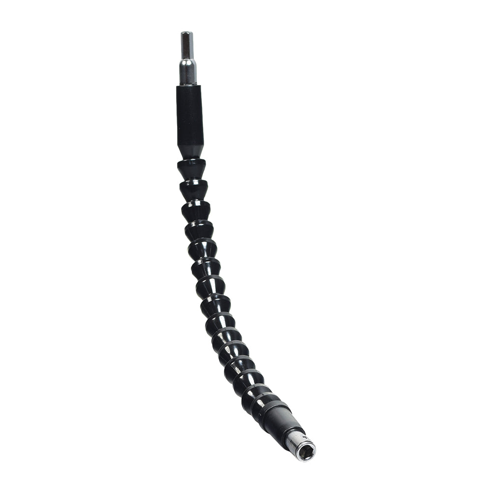 Drill Flex Extension for Pride Backpacker Series Vehicle Lifts, a flexible tool designed for manual operation of vehicle lifts, featuring a black and silver gooseneck structure.