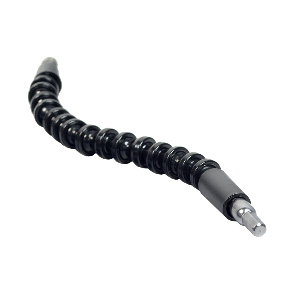 Drill Flex Extension for Pride Backpacker Series Vehicle Lifts, featuring a flexible black and silver gooseneck, designed for manual override of vehicle lifts when the electrical system is non-functional.