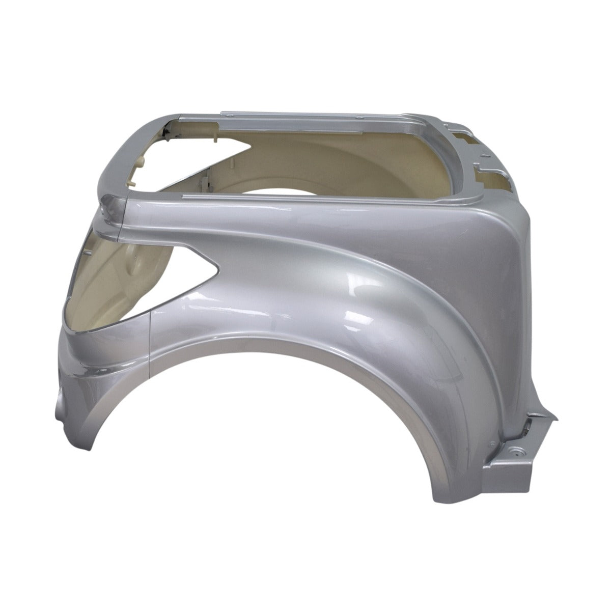 Rear Shroud Assembly for the Pride Mobility Raptor (R3-1700) Scooter, featuring a sleek silver finish, ideal for replacing worn or damaged rear shrouds on your mobility scooter.