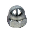 3/8-24 Acorn Nut for Pride Scooters, Jazzy, & Quantum Power Chairs, a close-up showing the domed end and silver metallic finish, essential for securing the rim to the hub.