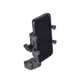 Cell Phone Holder for Quantum Power Chairs with Tru-Balance 3 Seating, showing a secure mount design with screws and a clamp to hold a phone, ideal for T-slot channels on armrests or side rails.