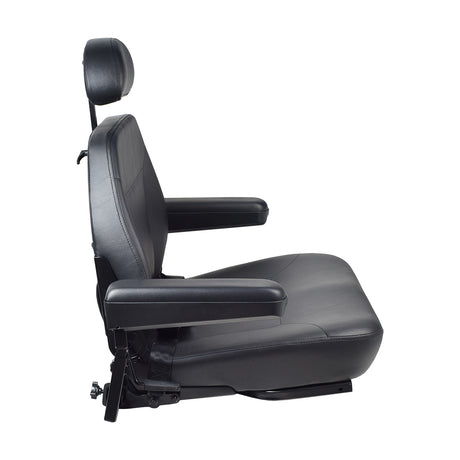 22X20 Hi-Back Low Profile Seat for the Jazzy Select HD featuring armrests, a height-adjustable headrest, and black vinyl upholstery.