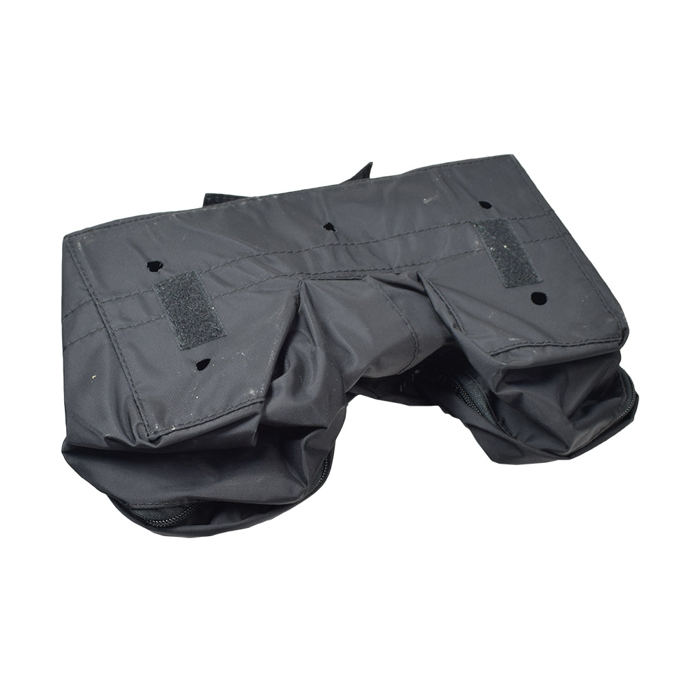 Battery Bag & Harness Assembly without Batteries for the Pride Travel Pro, featuring a lightweight design with multiple holes for ventilation, displayed on a grey surface.