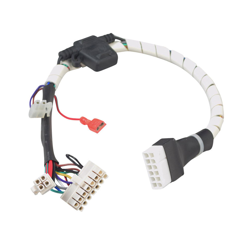 Controller Harness for the Pride Revo 2.0 (S66/S67), featuring a close-up of connected electrical wires and connectors essential for linking the scooter's controller, battery, and power lock-up systems.