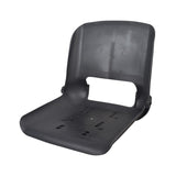 Molded Plastic Seat for the Pride Revo 2.0 (S66/S67) & Go-Chair Med, featuring a black plastic chair with a hole in the back, includes seat back and base; armrests sold separately.