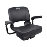 Black Vinyl Seat Assembly for the Pride Revo 2.0 (S66/S67) featuring black armrests, a molded plastic seat back and base, and black upholstery upper and lower covers.