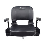 Complete Seat Assembly for the Go-Go Go-Chair featuring a black chair with armrests and a black leather seat.