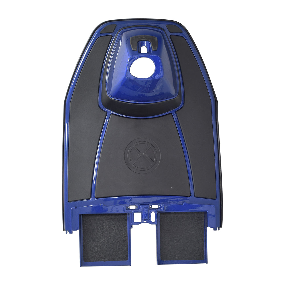 Front Shroud Assembly for the Pride Mobility 3-Wheel Celebrity X (SC4001) featuring a durable blue and black plastic design, ideal for replacing damaged scooter body panels.